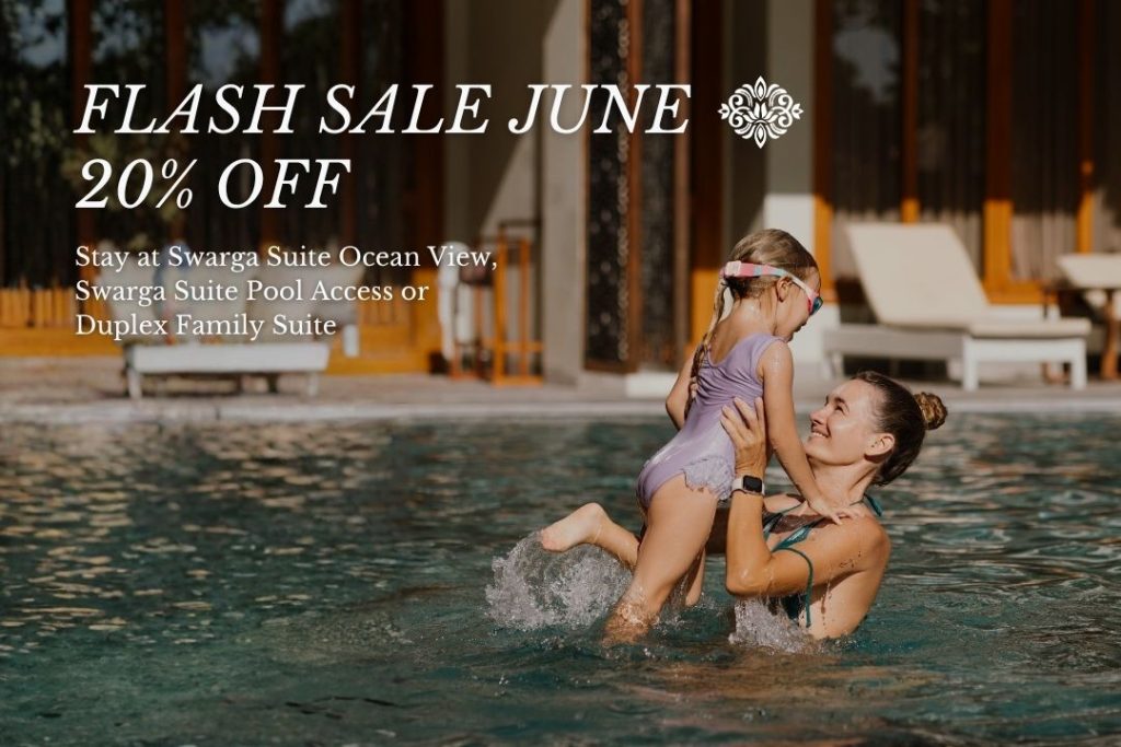 Enjoy 20% OFF your June getaway at Swarga Suites Bali Berawa. Book selected room types including Ocean View, Pool Access, and Duplex Family Suite for a relaxing beachfront stay in Canggu.